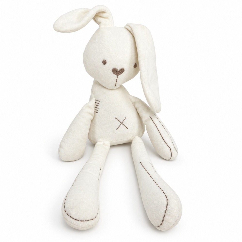 BBSKY 16in Plush Bunny Rabbit White Embroidered Floppy Ear Stuffed Animal Toy